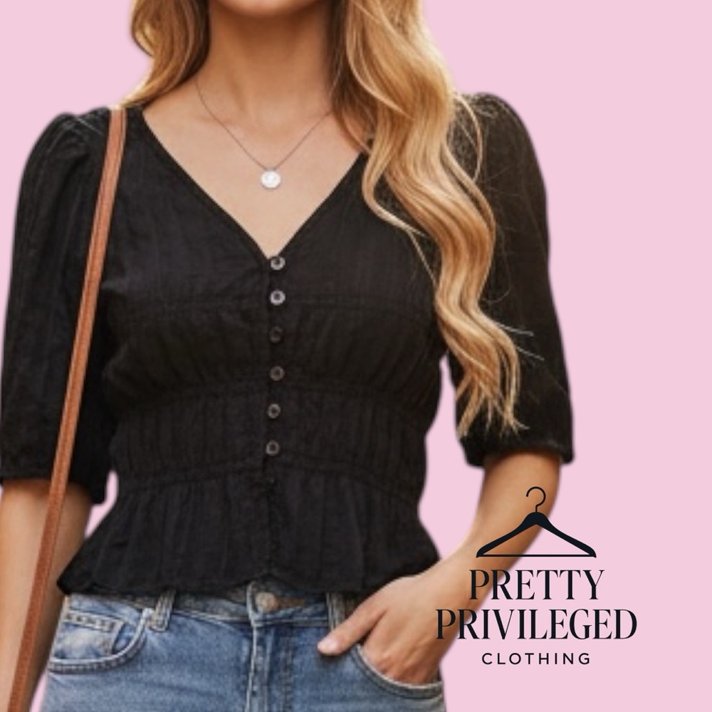 Steve Madden Black Button-Up Women's Top
